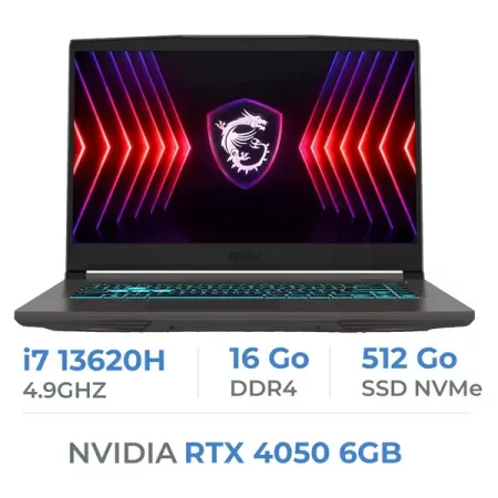 MSI Thin 15 B13VE-2660XMA – Core i7 13th/RTX 4050/16Go/512Go 15.6" FHD+ Cartable Pc Portable + Souris MSI