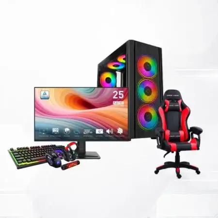 Setup Complet PC Ryzen 5 3400G / 8 GB / 256GB SSD + Chaise Gamer + MSI 25" 120Hz 1ms