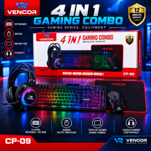 Pack Gaming 4 En 1 Vencor CP-09 - Clavier Souris Casque & Tapis